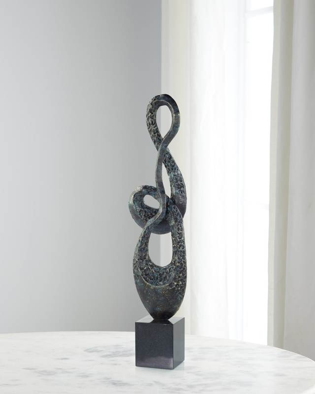 Coiled Metal Sculpture on Marble Base